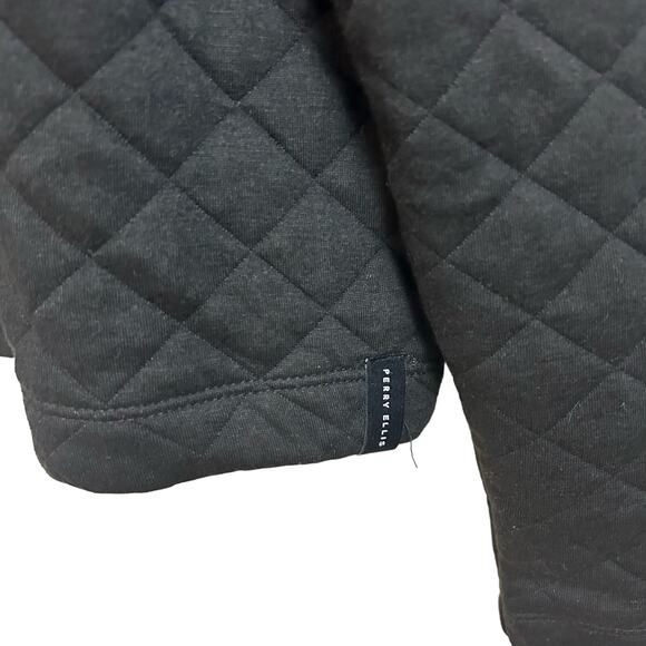 NWT Perry Ellis Men's Black Quilted Cotton Blend Pullover Light Jacket Size M - Picture 3 of 5